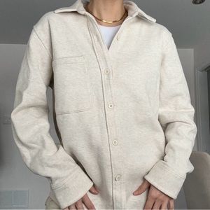 Aritzia TNA Cozy Fleece Boyfriend Shirt Beige